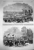 Original Old Antique Print 1869 Pier Clevedon Somersetshire Life-Boat Victorian