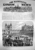 Original Old Antique Print 1869 Columbia Market Burdett Coutts Canterbury 19th