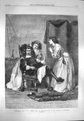 Old Antique Print 1869 Persuading Papa Young Girls Father Pettie Fine Art 19th