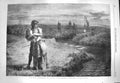 Original Old Antique Print 1869 Fair Helen Kirkconnel Romance Man Gun Archer