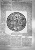 Original Old Antique Print 1869 GRepousse Medallion Antoine 19th