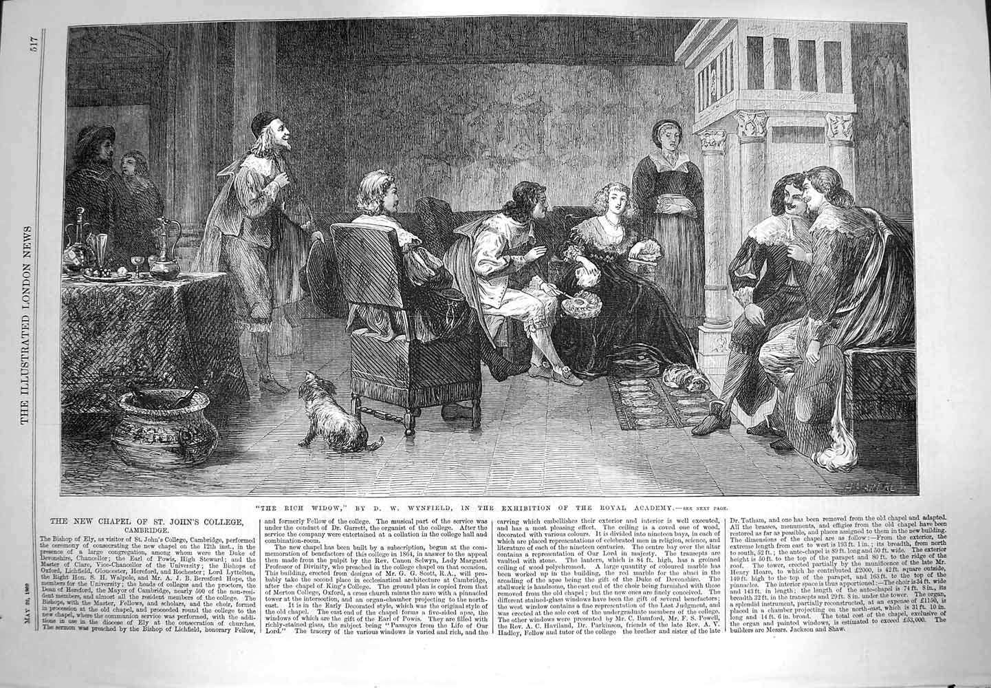 Original Old Antique Print 1869 Rich Widow Men Romance Wynfield 19th