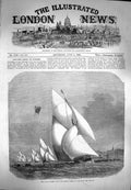 Original Old Antique Print 1869 Royal Thames Yacht Club Match Sport Boats 19th