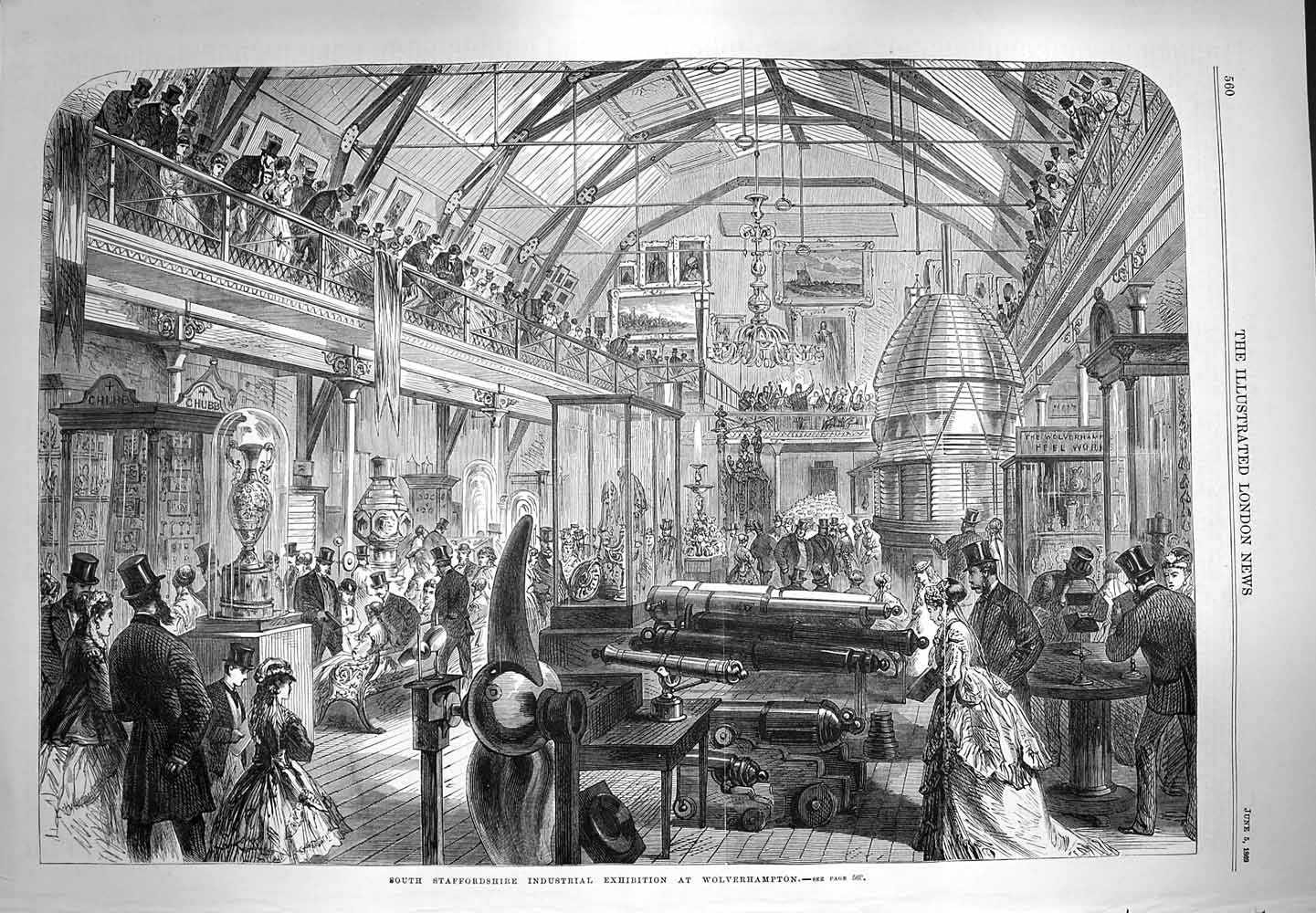 Antique Print *3285 1869 Staffordshire Industrial Exhibition Wolverhampton