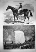 Original Old Antique Print 1869 Pretender Horse Derby Fireworks Crystal Palace