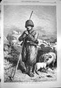 Original Old Antique Print 1869 Crimea Tartar Shepherd Sheep 19th