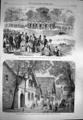 Original Old Antique Print 1869 Music Band Life Guards Hyde Park Elephan 19th