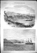 Original Old Antique Print 1869 French Atlantic Telegraph Chiltern Ships Hawk