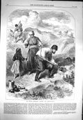 Original Old Antique Print 1869 Crimea Diggin Cannon Balls Sebastopol Men Work