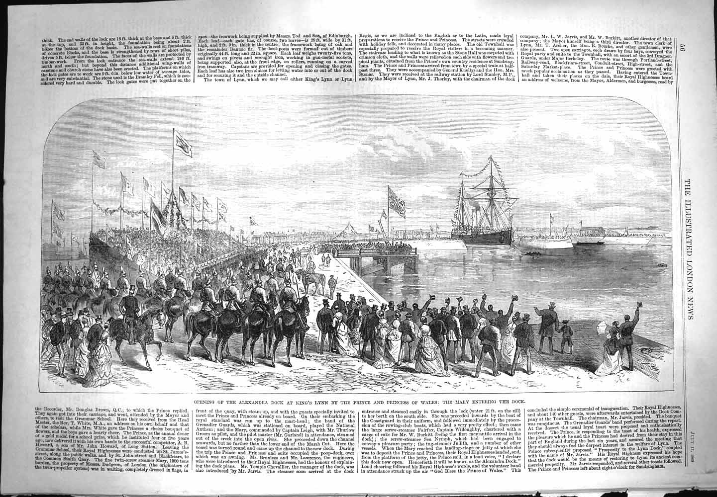 Old Antique Print 1869 Alexandra Dock King'S Lynn Mary Ship Prince Wales 19th