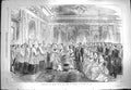Original Old Antique Print 1869 Christening Baby Son Count Flanders Brussels