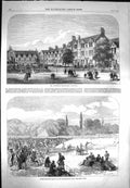 Original Old Antique Print 1869 Spurgeon Orphange Stockwell Pigeon Shooti 19th