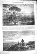 Old Antique Print 1869 View Coast Porto D'Anzio Agriculture Family Home 19th
