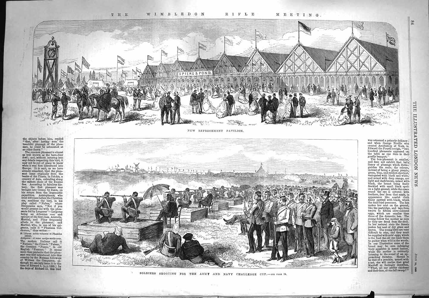 Original Old Antique Print 1869 Wimbledon Rifle Meeting Challenge Siers Sport