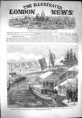 Original Old Antique Print 1869 Prince Wales Throstle Trafford Manchester Boat