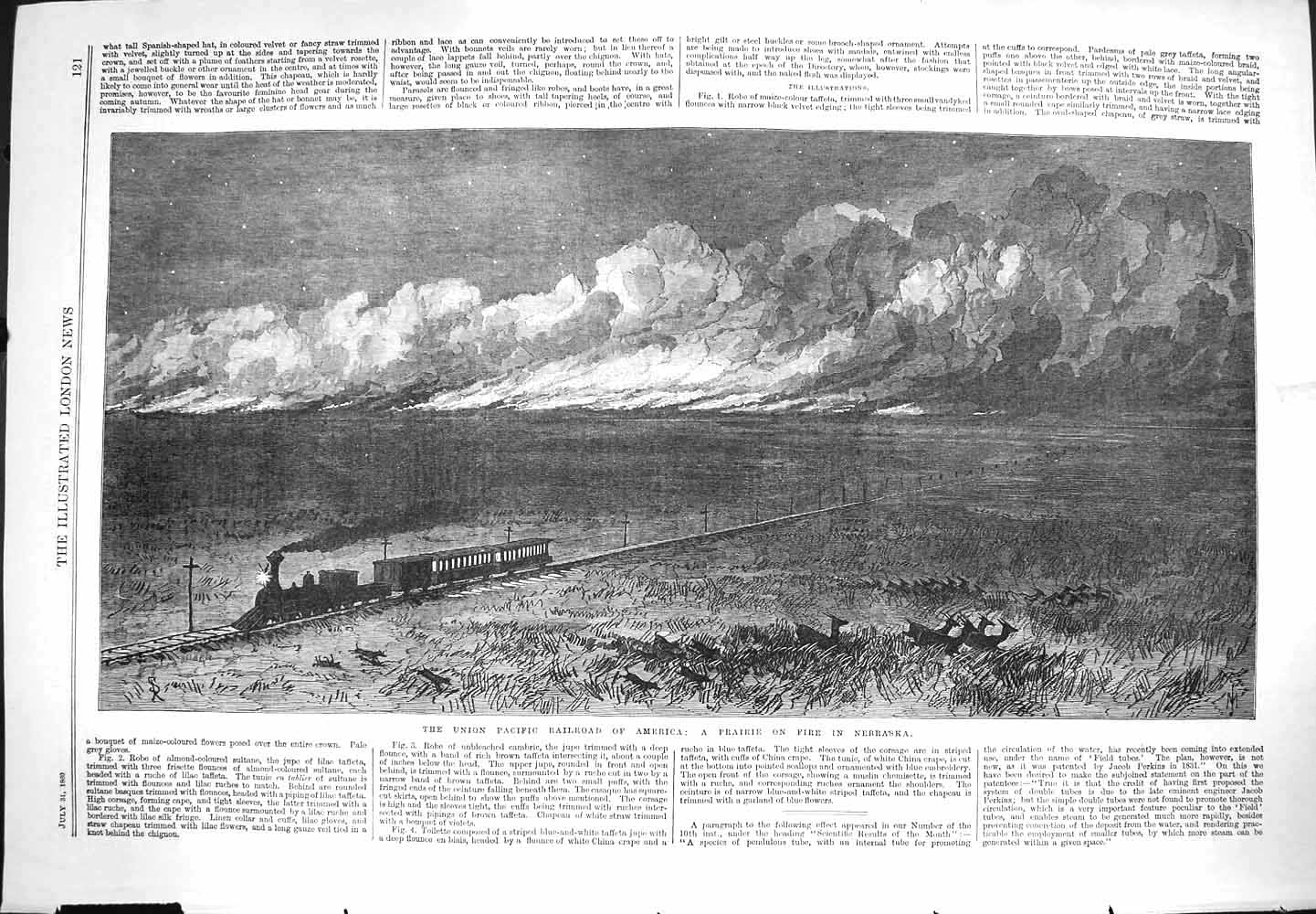 Original Old Antique Print 1869 Union Pacific Railroad America Prairie N 19th