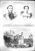 Original Old Antique Print 1869 Prince Denmark Princess Louisa Cottage Hospital