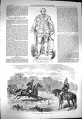 Original Old Antique Print 1869 Statue Eral Derby Bengal Cavalry Kurtub Horses
