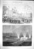 Old Antique Print 1869 Napoleon Centenary Paris Barriere Trone Trocadero 19th
