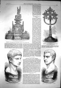 Original Old Antique Print 1869 Bust Brutus Pompey Abyssinian Cross Lord Napier