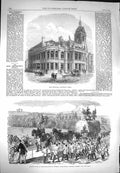 Original Old Antique Print 1869 Townhall Stratford Essex Harvest Home Redhill