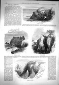 Original Old Antique Print 1869 Scotland Bullers Buchan Dunnottar Castle 19th