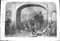 Original Old Antique Print 1869 Fire Fire-Engine Fire-Men Horses Street Scene