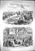 Original Old Antique Print 1869 Prince Arthur Garrison Army Halifax Nova 19th