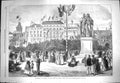 Antique Old Print *3278 1869 Monument Geneva Union Swiss Confederation Statue