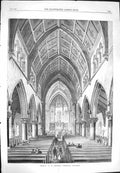 Old Antique Print 1869 Interior Andrews Cathedral Inverness Architecture 19th