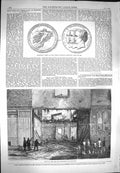 Original Old Antique Print 1869 Fire Explosion Bayswater Medal French Institute