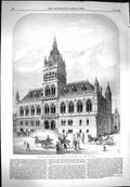 Original Old Antique Print 1869 Prince Wales Chester Townhall Architecture 19th
