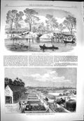 Original Old Antique Print 1869 Draining Serpentine Hyde Park Indigo Manu 19th