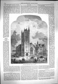 Original Old Antique Print 1869 New Free Barony Church Glasgow Archi Victorian