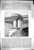 Original Old Antique Print 1869 Piers Blackfriars New Bridge Engineering 19th