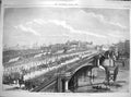 Original Old Antique Print 1869 Queen Opening Blackfriars New Bridge River 19th
