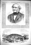 Original Old Antique Print 1869 George Peabody Whale Longniddry Firth Forth