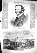 Original Old Antique Print 1869 Temple Bishop Exeter Government Lahore Punjaub