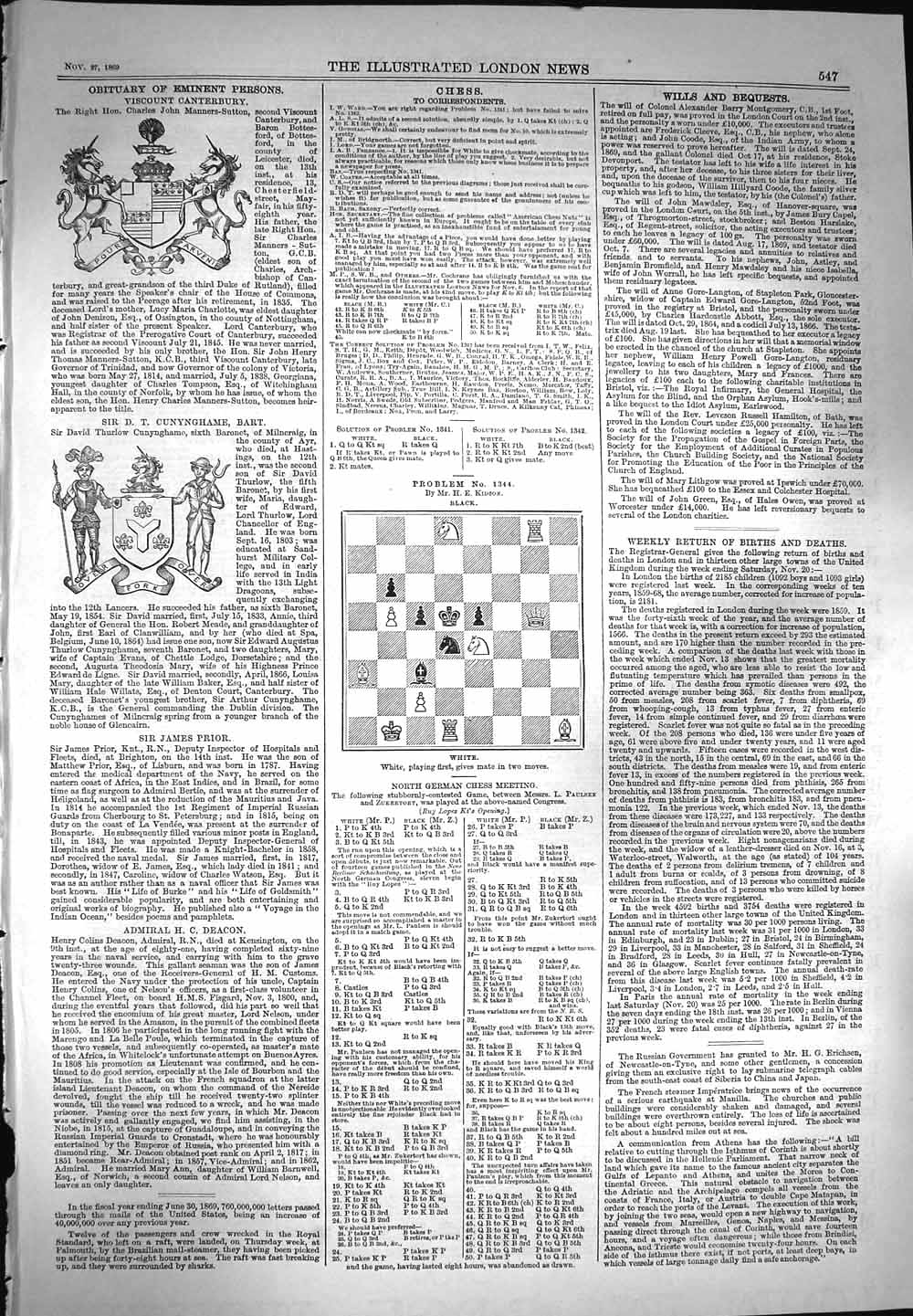 Old Antique Print 1869 Eighteen Pages Chess Moves Illustrated London News 19th