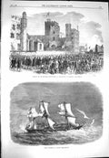 Original Old Antique Print 1869 Ship Pylades Squall Embankment Thames Lambeth