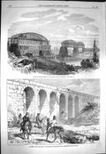 Old Antique Print 1869 Rhine Dusseldorf Germany Warwickshire Hounds Dogs 19th