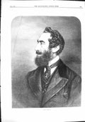Original Old Antique Print 1869 Portrait Lord Lytton Gentleman Fine Art 19th