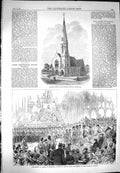 Old Antique Print 1869 Presbyterian Church Rochdale Napier Magdala Rifle 19th