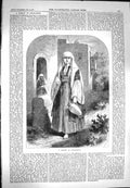Original Old Antique Print 1869 Street Scene Woman Bethlehem Water Jug 19th