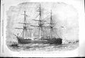 Original Old Antique Print 1869 Ship Monarch Peabody Body Portsmouth Harbour