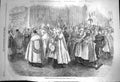 Old Antique Print 1870 Procession Bishop Entering Council Chambers Rome 19th