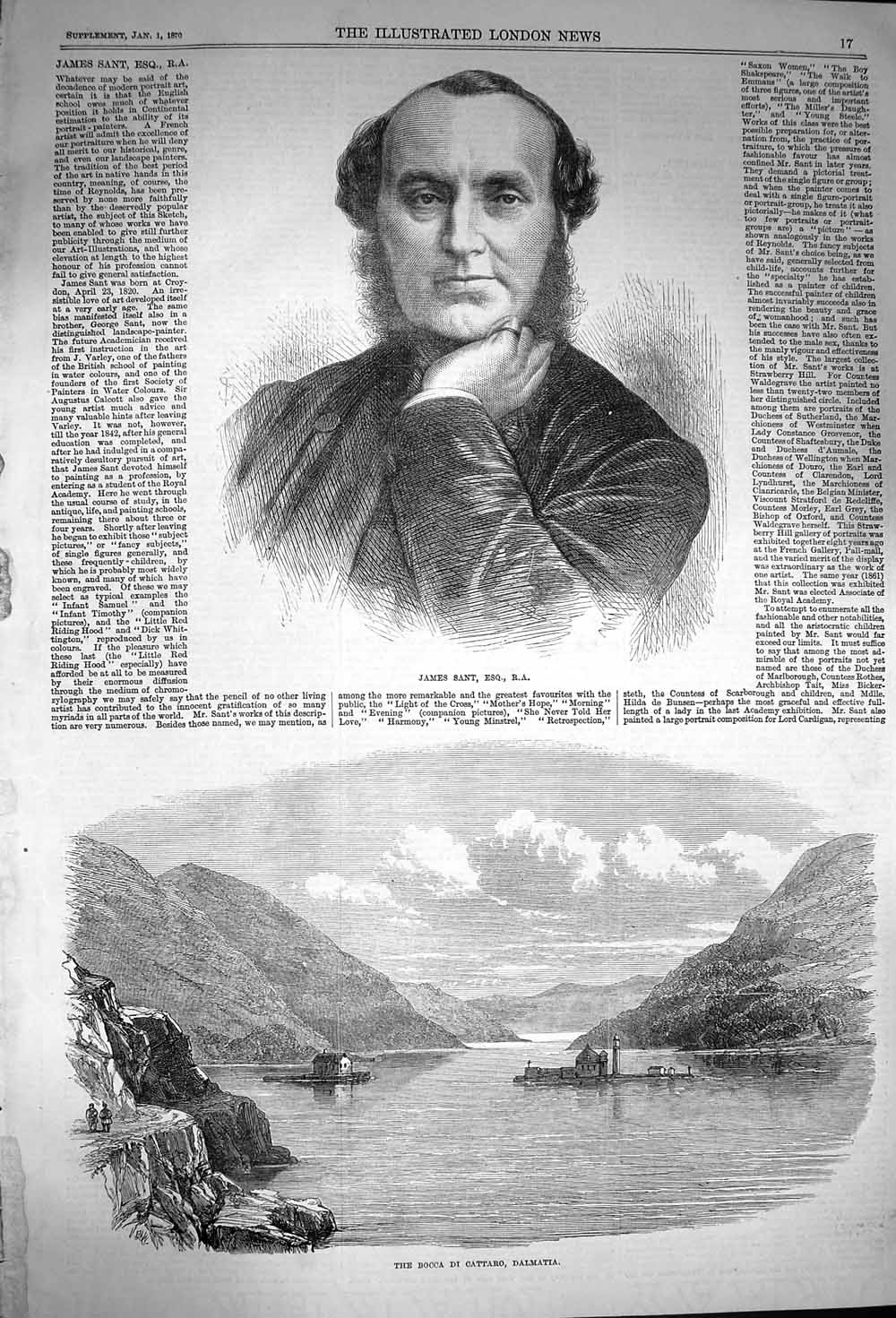 Original Old Antique Print 1870 Bocca Di Cattaro Dalmatia Portrait James Watt