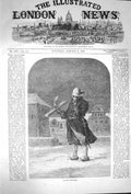 Original Old Antique Print 1870 Dutch Watchman Snow Storm Holland Victorian