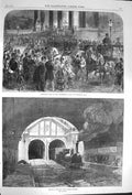Original Old Antique Print 1870 Railway Thames Tunnel Train Mass Madelein 19th