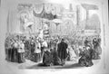 Original Old Antique Print 1870 Scene Pope St. Peters Christmas Day Procession